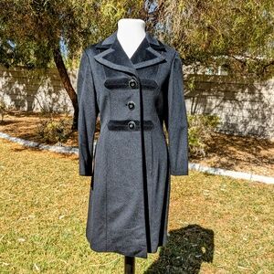 1960s Vintage Petite Small Acme Midnight Wool Fit&Flare Long Jacket OverCoat EUC